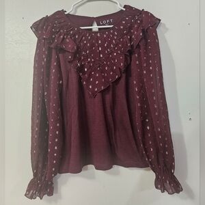 Loft sheer sleeve smocked blouse!